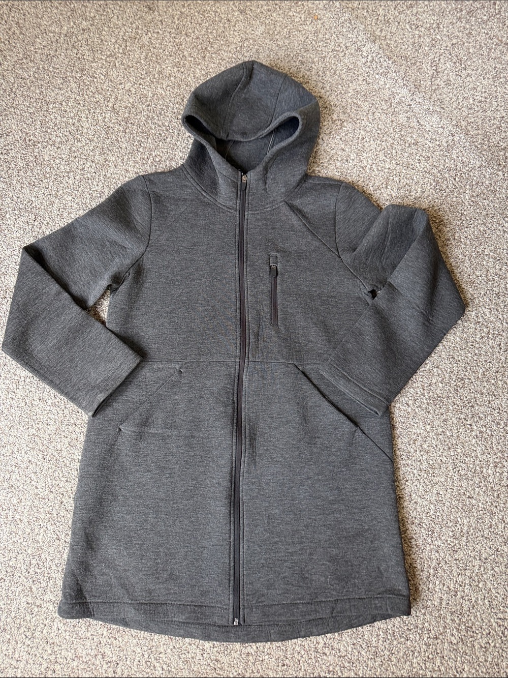 Women’s Hooded Zip-Front Utility Jacket in Dark Gray Heather